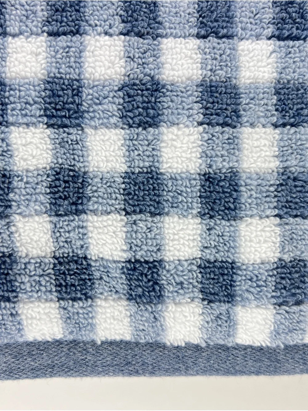 Common Thread Bamboo Bath Towels Blue White Check Soft Cotton Blend 2 Pc NEW